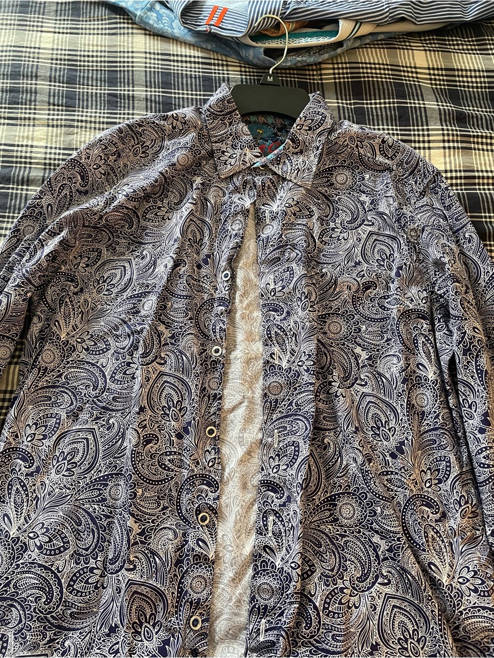 Robert Graham Navy and White Paisley Button-Down Shirt